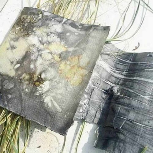 Einzigartig schön - Ecoprint auf Aquarellpapier Papier mit Abdrücken von Pflanzen, Grasdeko