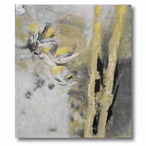 Moderne Acrylkunst in grau-weiß-gelb