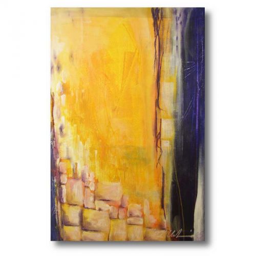 Acrylbild in leuchtendem Gelb, akzentuiert mit weiß und dunklem Lila