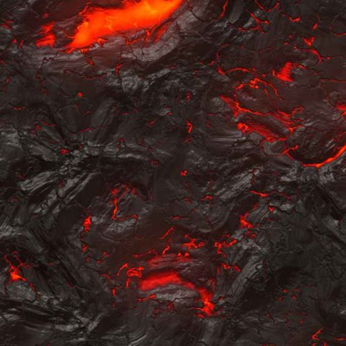 Lavafluss - teils erstarrt, teils rotglühend