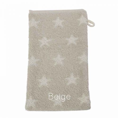 Waschhandschuh in beige mit naturfarbenen Sternen