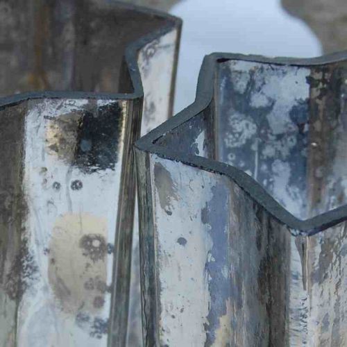 Detailansicht von oben - Windlicht aus Glas mit Bauernsilber überzogen